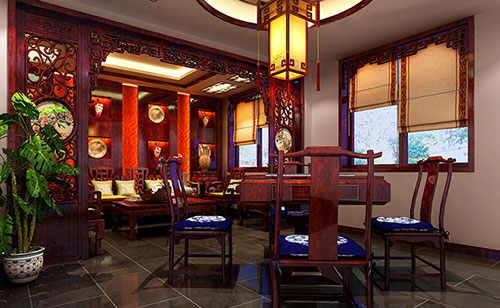 辉南古典中式风格茶楼包间设计装修效果图